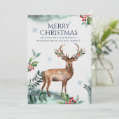 Elegant hertenkerstboom Bedrijfsbegroeting Feestdagenkaart (Staand voorkant)