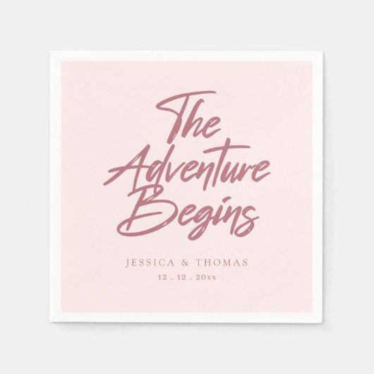 Elegant het avontuur begint Roos Gold Wedding Servet (Voorkant)