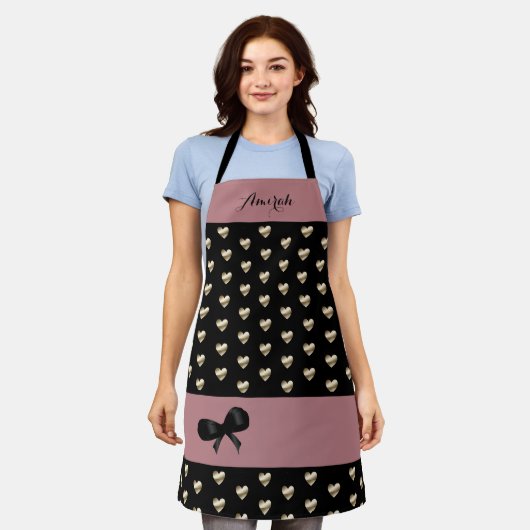 Elegant "Het draait allemaal om gouden harten" Apr Schort (Gedragen)