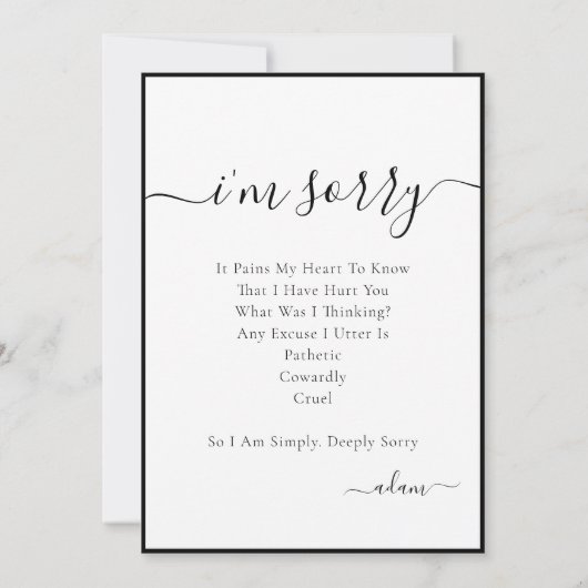 Elegant het Geheugen van de Foto het spijt me Kaar Bedankkaart (Achterkant)