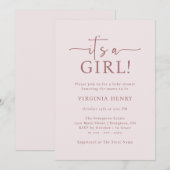 Elegant het is een meisje Baby shower uitnodiging (Voorkant / Achterkant)