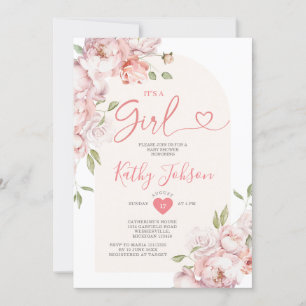 Elegant Het is een Meisje Pink Flowers Meisje Baby Kaart