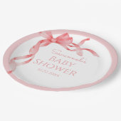 Elegant Het is een Meisje Roze Bow Baby shower Papieren Bordje (Gekanteld)