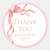 Elegant Het is een Meisje Roze Bow Baby shower Ronde Sticker (Voorkant)