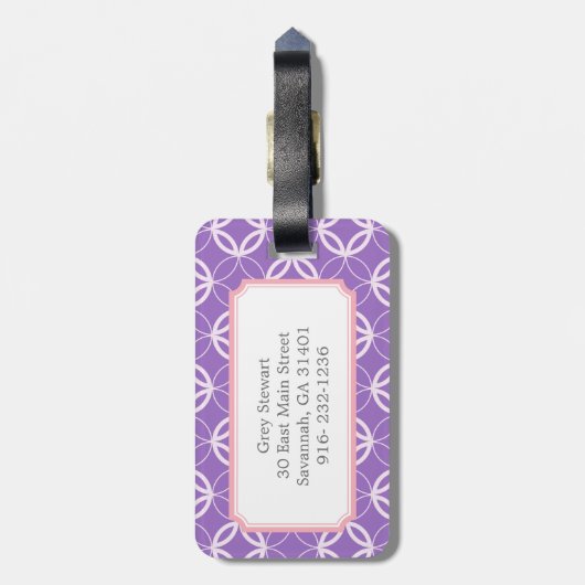 Elegant het patroonmonogram van de orchidee bagagelabel (Achterkant verticaal)