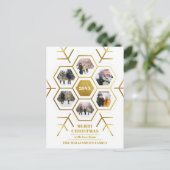 Elegant Hexagon Snowflake met kerstfoto Briefkaart (Staand voorkant)