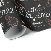Elegant Hi 20XX Goodbye 20XX New Year Black Cadeaupapier (Rol Hoek)