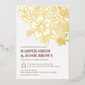 Elegant Hibiscus Beach Wedding-uitnodiging Folie Uitnodiging (Voorkant)