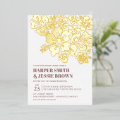 Elegant Hibiscus Beach Wedding-uitnodiging Folie Uitnodiging (Staand Voorkant)