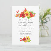 Elegant Hibiscus Tropical Floral Wedding Kaart (Staand voorkant)
