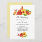 Elegant Hibiscus Tropical Floral Wedding Kaart (Voorkant / Achterkant)
