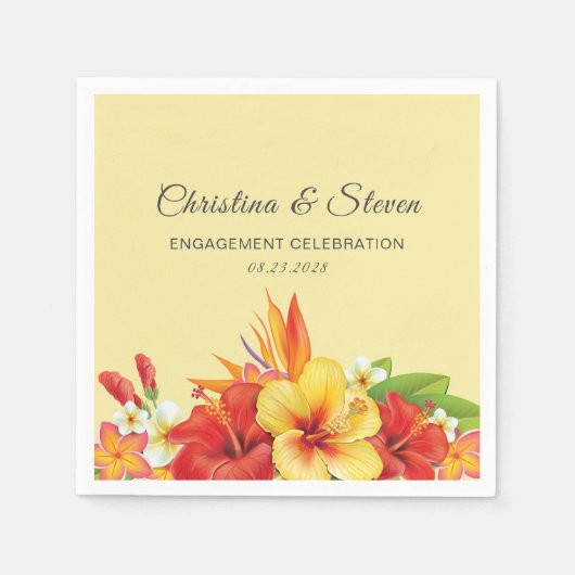 Elegant Hibiscus Tropical Floral Wedding Party Servet (Voorkant)