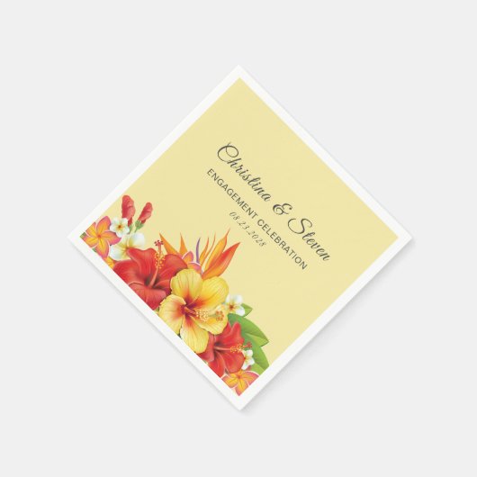 Elegant Hibiscus Tropical Floral Wedding Party Servet (Hoek)