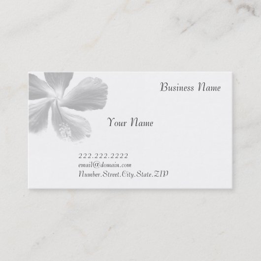 Elegant Hibiscus White Visitekaartje (Voorkant)