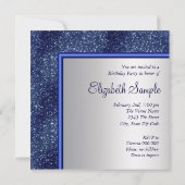 Elegant High Heel Royal Blue Zilveren Verjaardagsf Kaart (Achterkant)