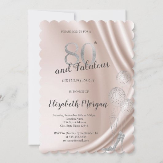 Elegant High Heels, ballonnen 80th Birthday Party Kaart (Voorkant)