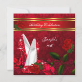 Elegant High Heels Red Rose Black Gold Dag 2 Kaart (Voorkant)