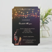 Elegant High Hiel, Wine Glass Retirement Party Kaart (Staand voorkant)