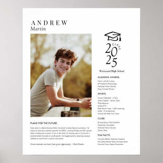 Elegant High School Foto Afstuderen Gift Poster (Voorkant)