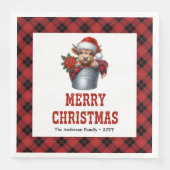 Elegant highland cow Christmas napkins buffalo  Servet (Voorkant)
