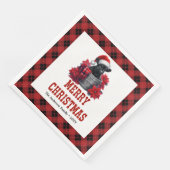Elegant highland cow red black plaid Xmas napkins Servet (Hoek)