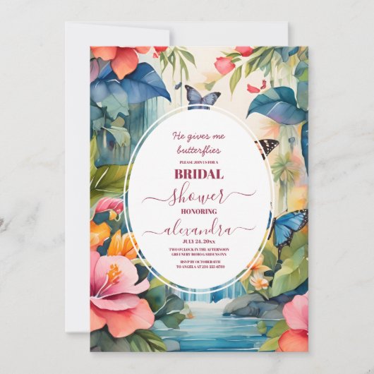 Elegant hij geeft me vlinders Vrijgezellenfeest Kaart (Voorkant)