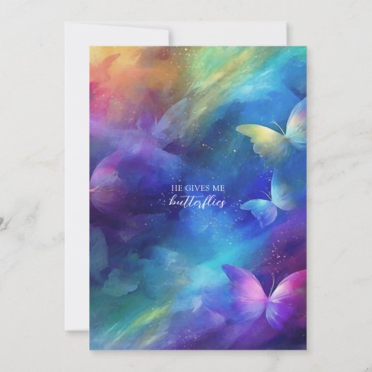 Elegant hij geeft me vlinders Vrijgezellenfeest Kaart (Achterkant)