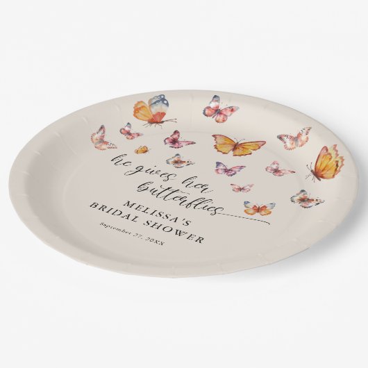 Elegant hij geeft me vlinders Vrijgezellenfeest Papieren Bordje (Gekanteld)