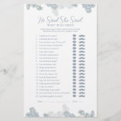 Elegant Hij zei dat ze Dusty Blue Shower spel zei (Voorkant)