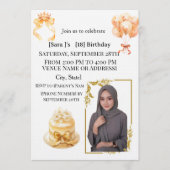 Elegant Hijabi 18th Birthday Photo Invitation | Go Kaart (Voorkant)