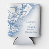 Elegant Hilton Head Island Kaart Navy Blue Bruilof Blikjeskoeler (Voorkant)