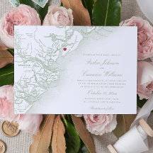 Elegant Hilton Head Island kaart Sage Green Weddin