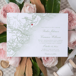 Elegant Hilton Head Island kaart Sage Green Weddin