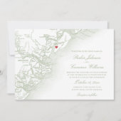 Elegant Hilton Head Island kaart Sage Green Weddin (Voorkant)