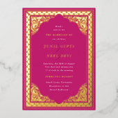 Elegant Hindu Ornament Lijst Indiaas huwelijk Folie Uitnodiging (Voorkant)