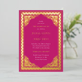 Elegant Hindu Ornament Lijst Indiaas huwelijk Folie Uitnodiging (Staand Voorkant)