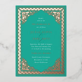 Elegant Hindu Ornament Lijst Indiaas huwelijk Folie Uitnodiging (Voorkant)