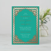 Elegant Hindu Ornament Lijst Indiaas huwelijk Folie Uitnodiging (Staand Voorkant)