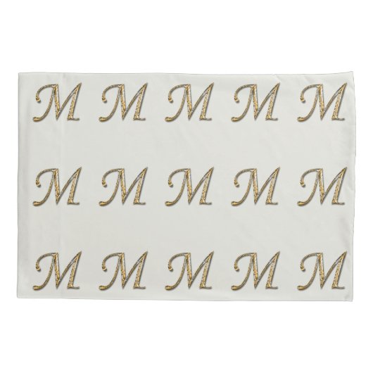 Elegant his Hers Gold Silver Letter M Monogram Kussensloop (Achterkant)