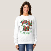 Elegant Ho Ho Ho Kerst gepersonaliseerd Trui (Voorkant volledig)