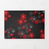 Elegant Ho Red Gray Snowflakes kerst Nieuwjaar Drieluik Uitnodiging (Cover)