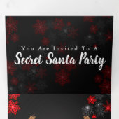 Elegant Ho Red Gray Snowflakes kerst Nieuwjaar Drieluik Uitnodiging (Binnenzijde eerst)