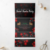 Elegant Ho Red Gray Snowflakes kerst Nieuwjaar Drieluik Uitnodiging (Binnen)