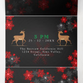 Elegant Ho Red Gray Snowflakes kerst Nieuwjaar Drieluik Uitnodiging (Binnenkant midden)