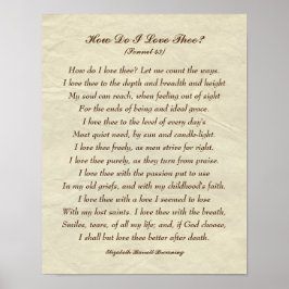Elegant Hoe hou ik van ze? Romantic Poem Poster