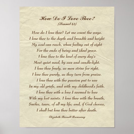 Elegant Hoe hou ik van ze? Romantic Poem Poster (Voorkant)