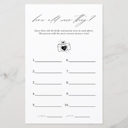 Elegant hoe oud waren ze Vrijgezellenfeest spel (Voorkant)