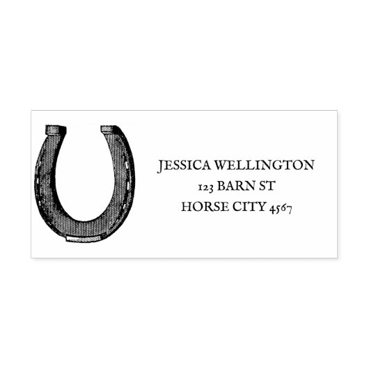 Elegant  Hoefijzer Equestrian Address Adres Zelfinktende Stempel (Design)