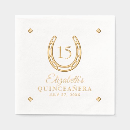 Elegant Hoefijzer Verjaardagsfeest Echt Goud Folie Servetten (Voorkant)