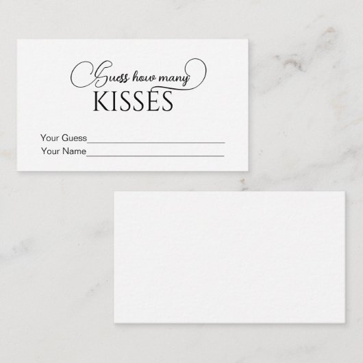 Elegant hoeveel Kisses Vrijgezellenfeest game Informatiekaartje (Voorkant / Achterkant)